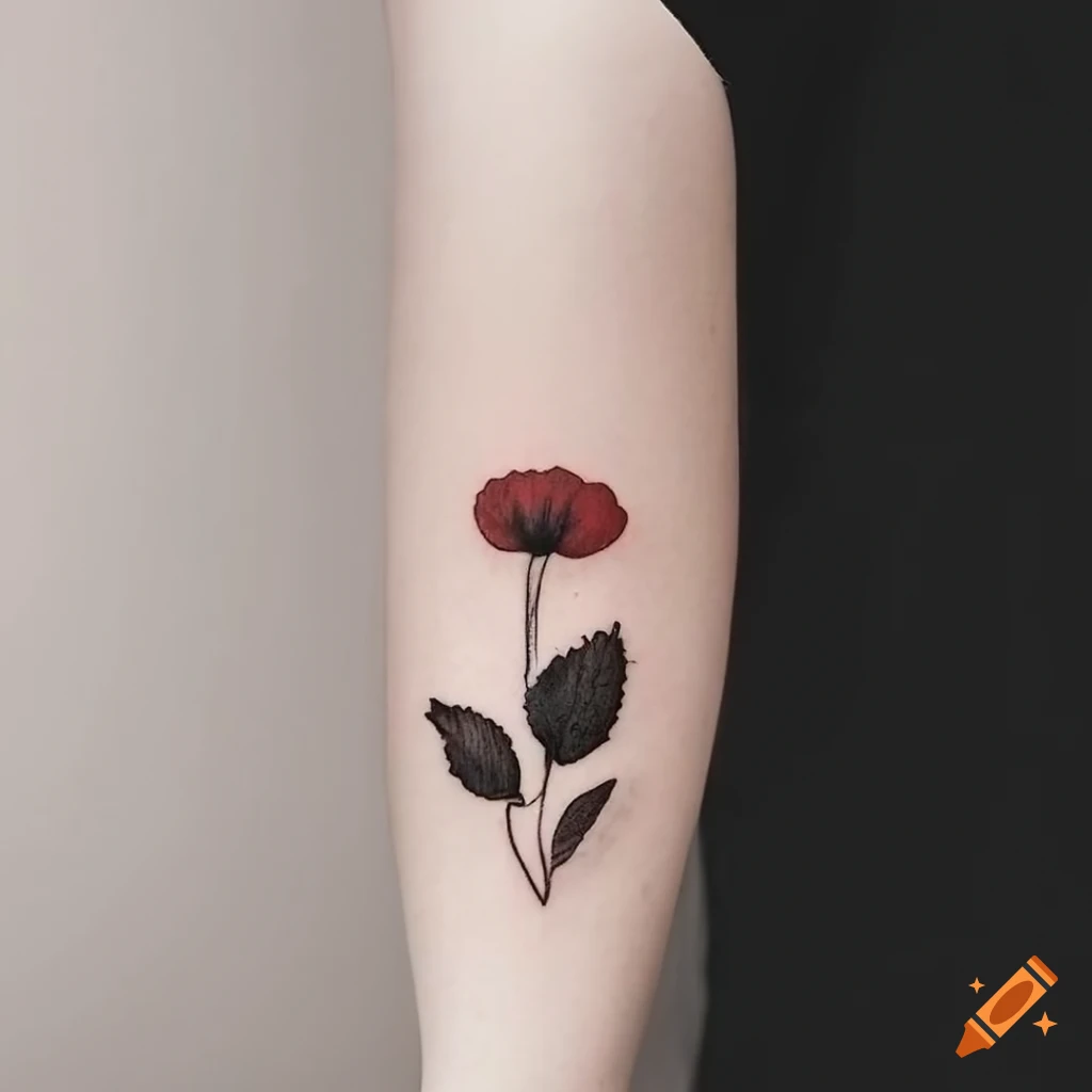 Inework poppy flower tattoo outline Royalty Free Vector