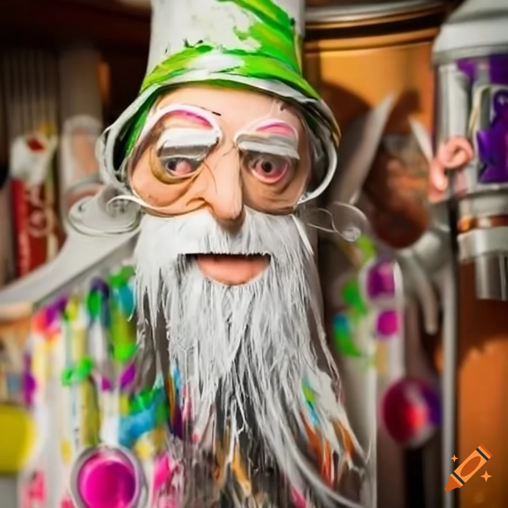 Wizard made of paint cans on Craiyon