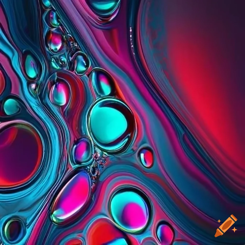 Vibrant abstract art blending water and oil beautifully