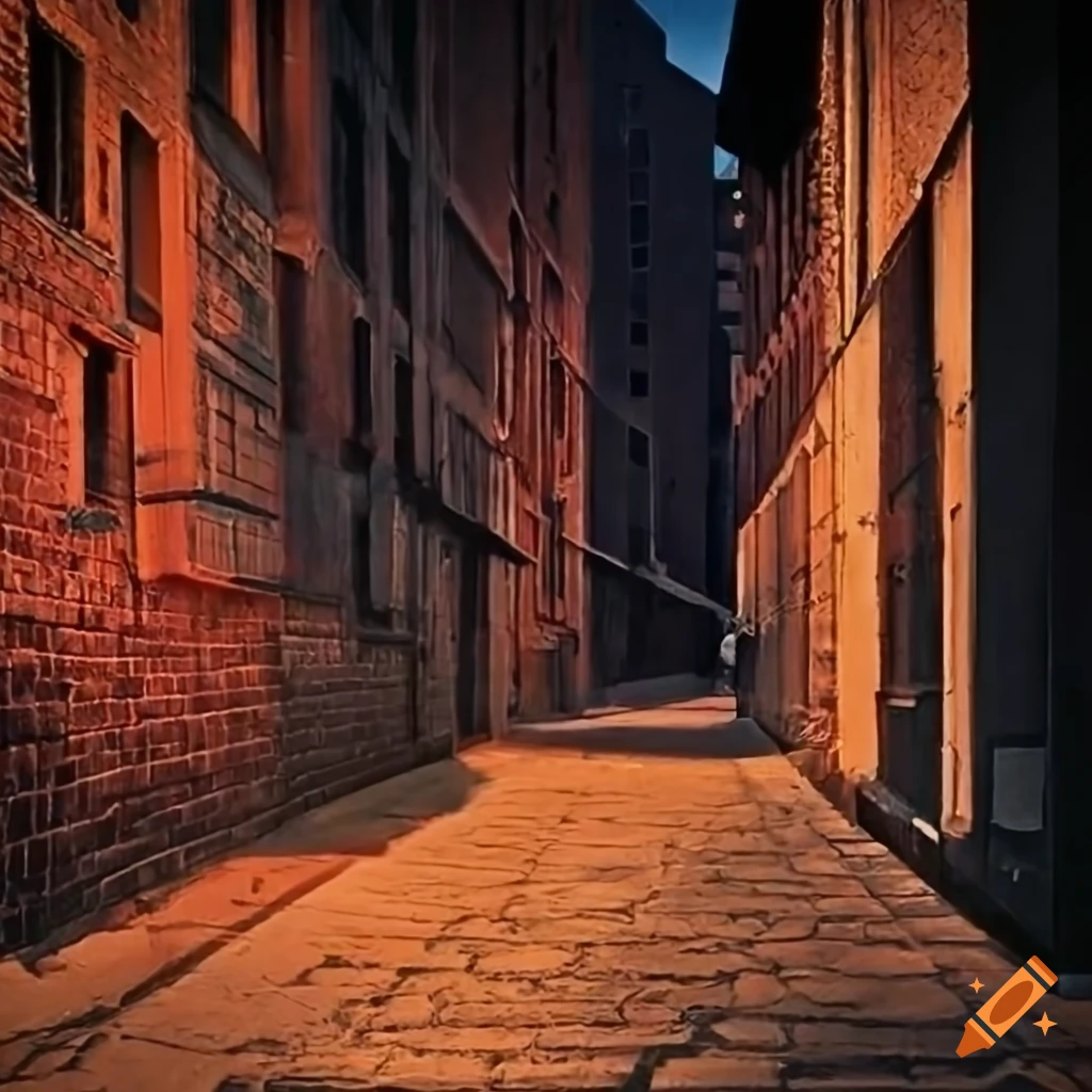 City streets and alleyways in a 1950s USA neighborhood