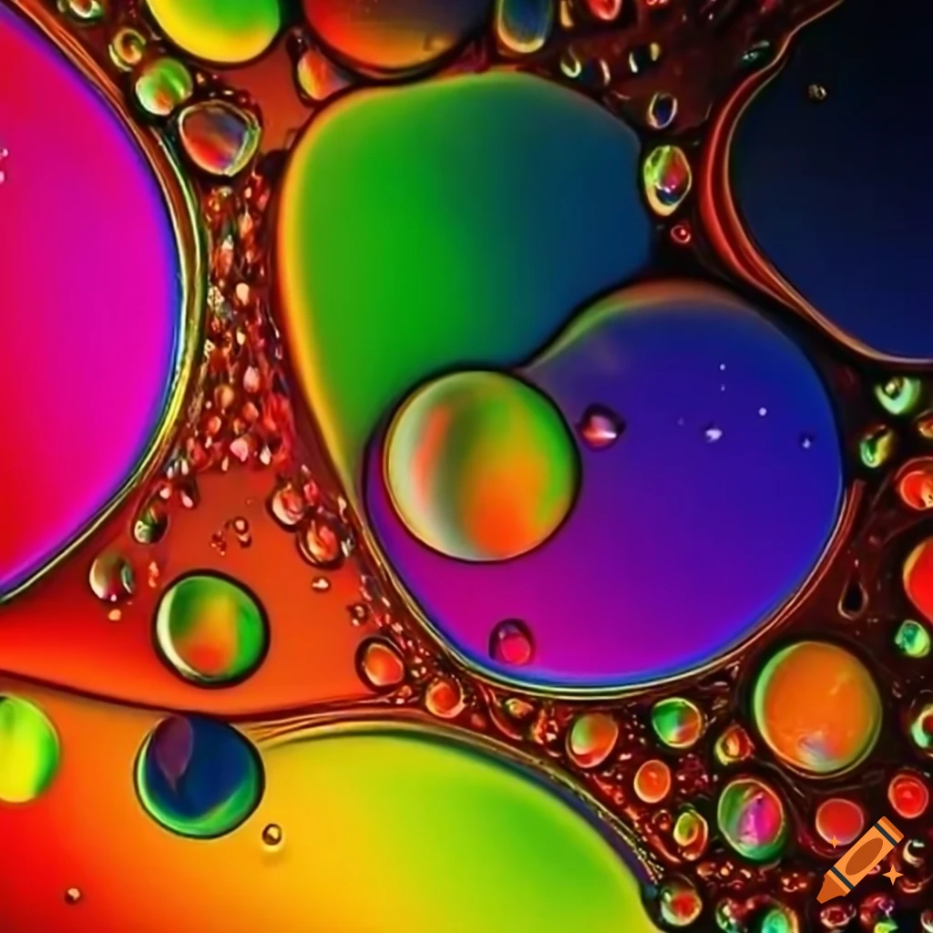 Vibrant abstract art blending water and oil beautifully