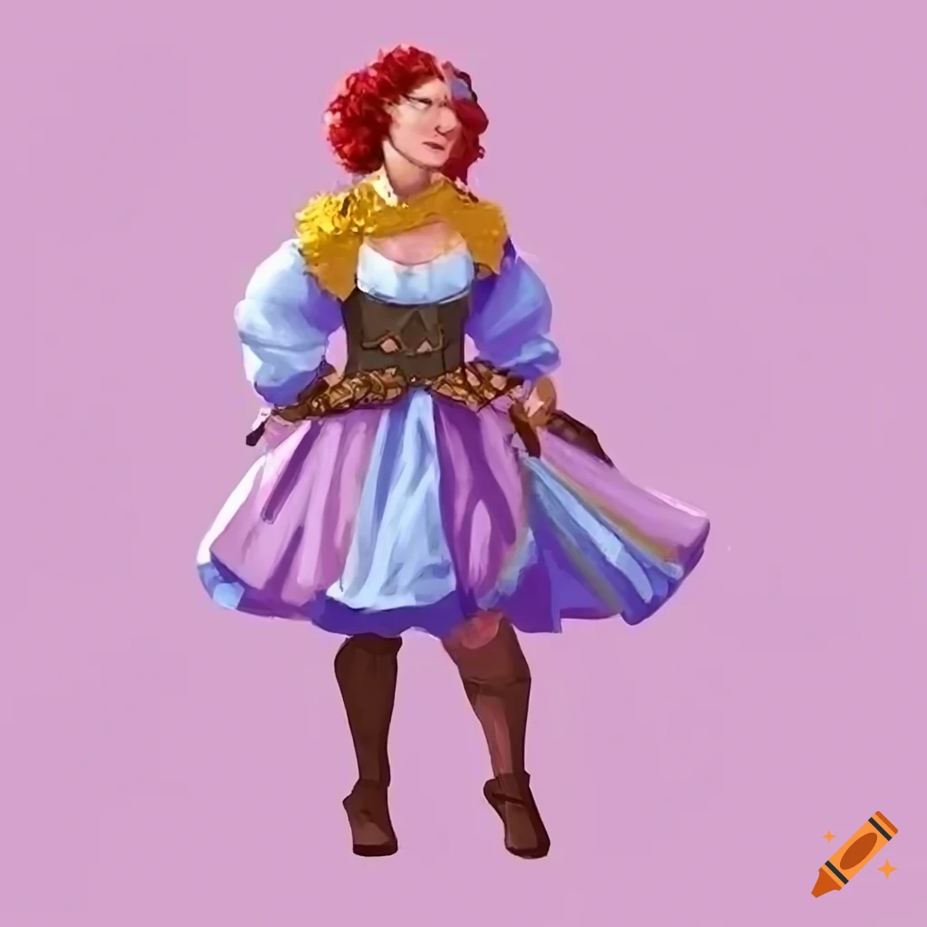 Full body concept art of a female dungeons and dragons renaissance