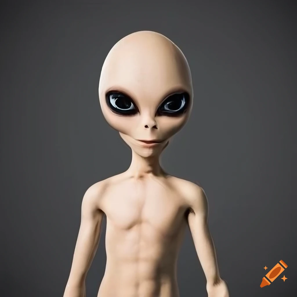 Beige alien on gray background