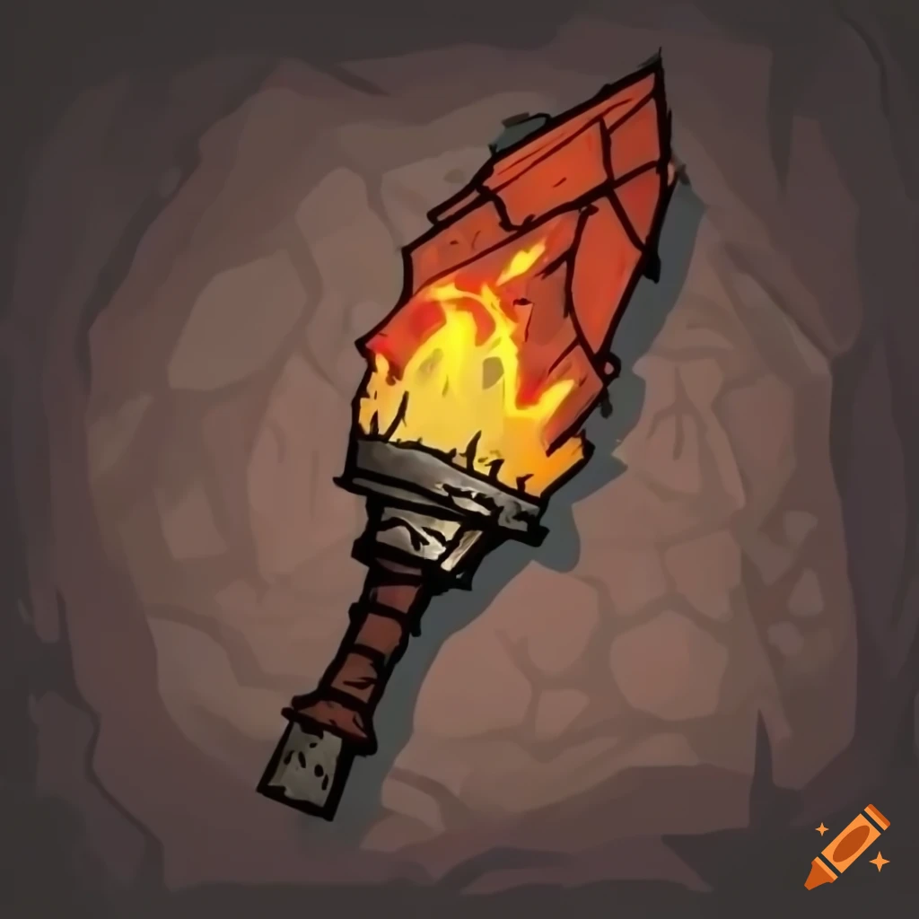 Top view of a torch in a desert cave in a style reminiscent of darkest dungeon on Craiyon
