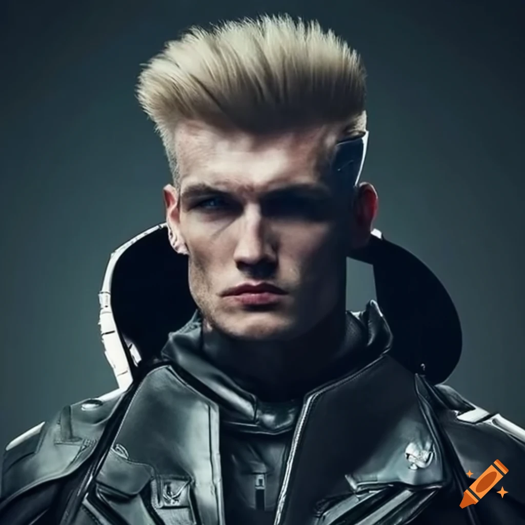 Ivan Drago in a sleek, futuristic motorcycle jacket