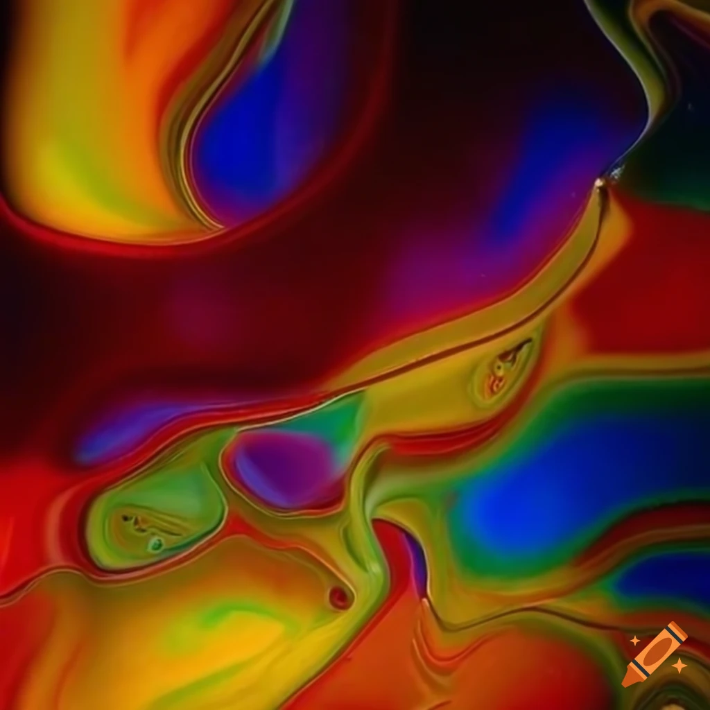 Vibrant abstract art blending water and oil beautifully