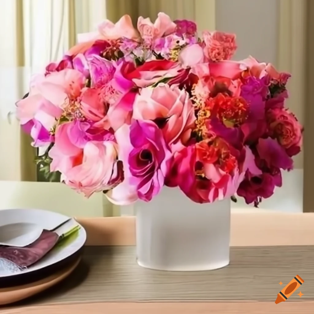 Flores en una mesa rectangular