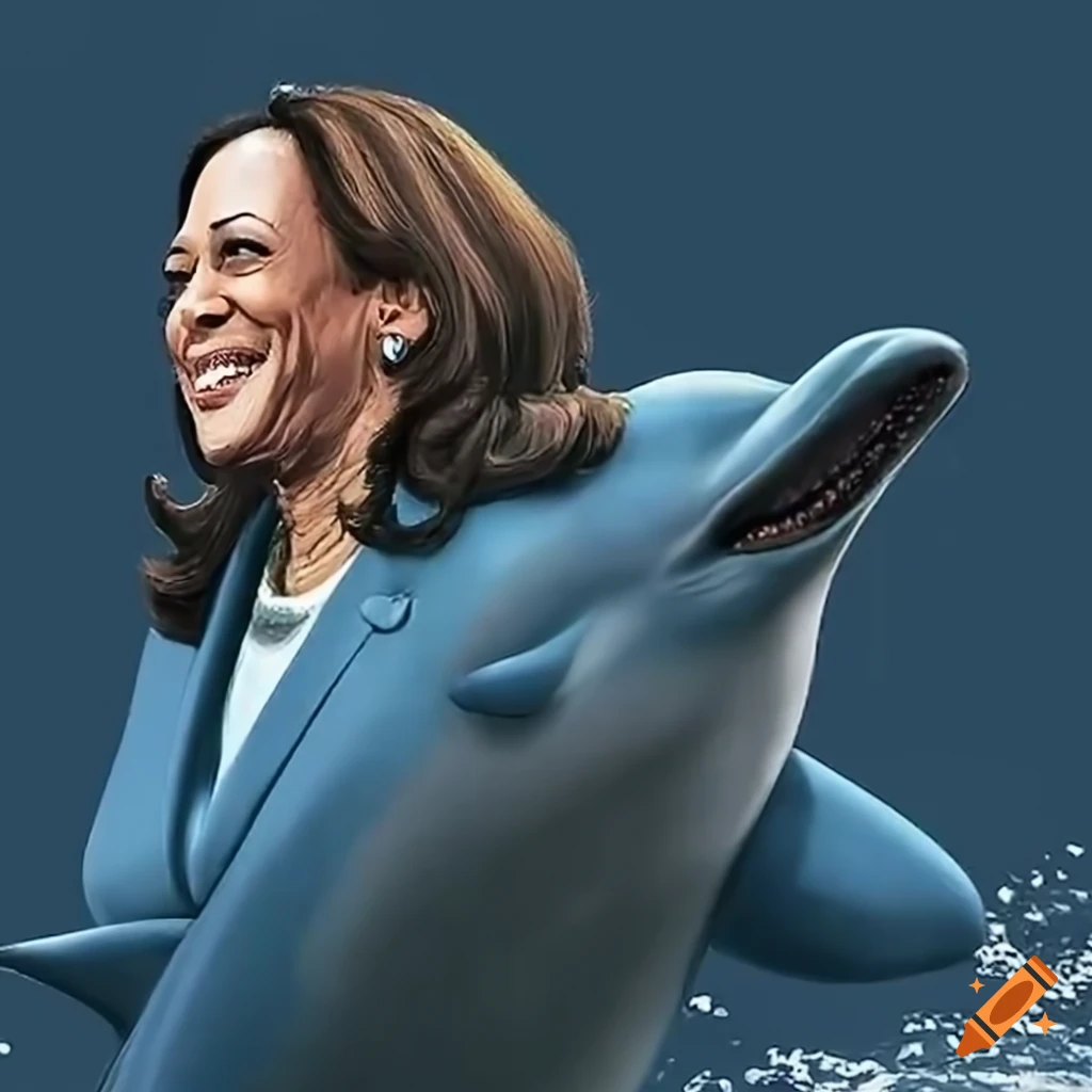 Kamala Harris represented as a dolphin