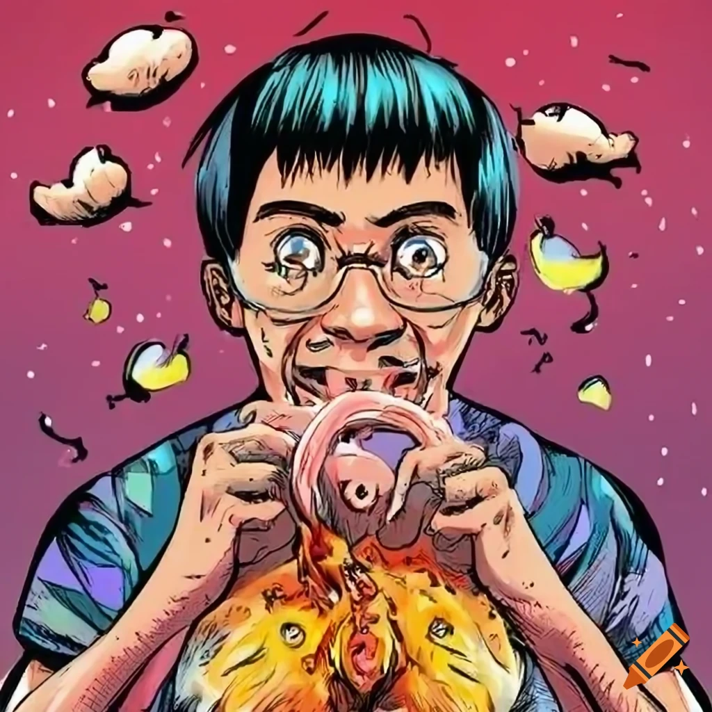 Comic of an Asian man searching for a chicken