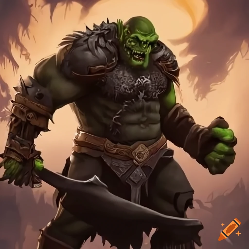 Strong orc warrior with missing hand