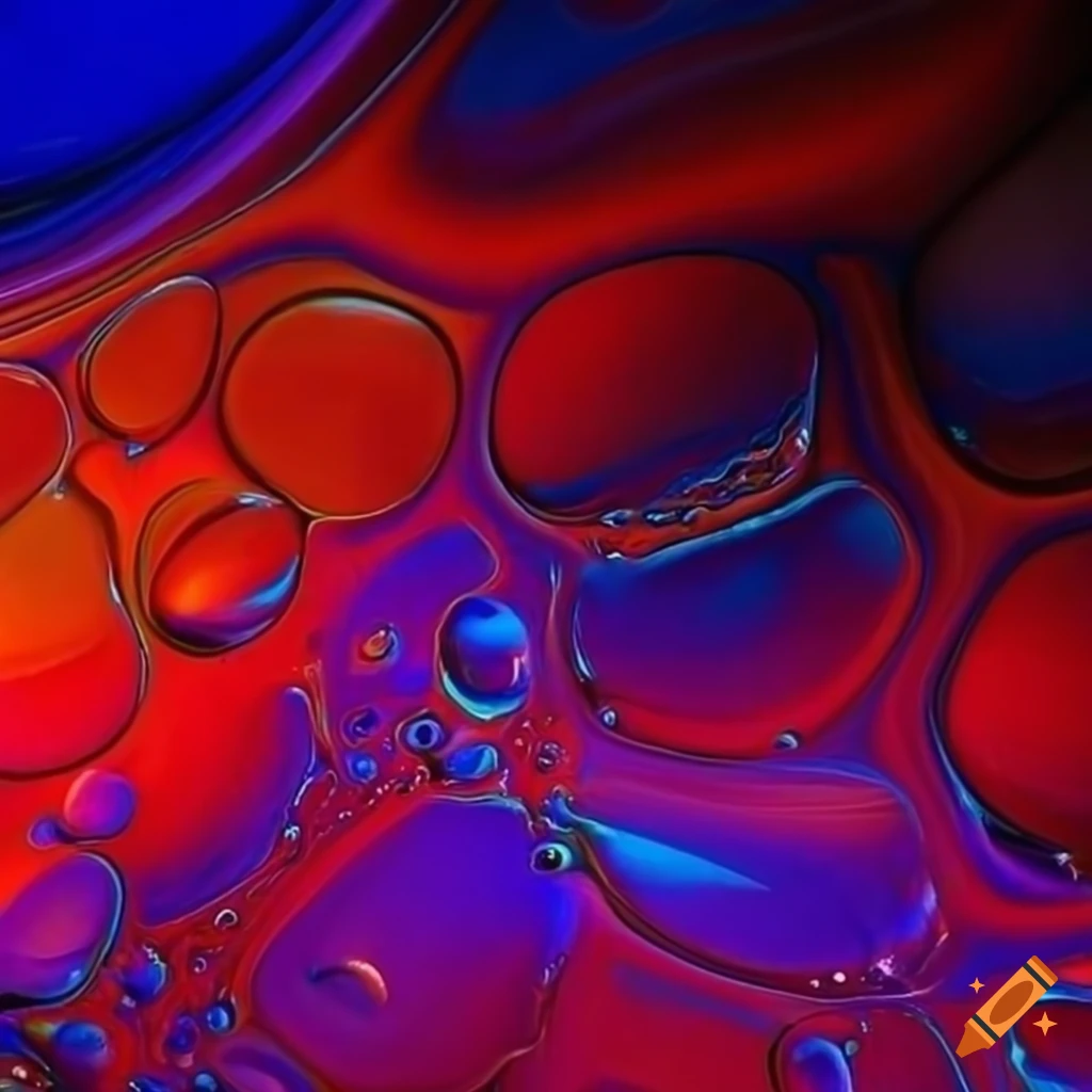 Vibrant abstract art blending water and oil beautifully