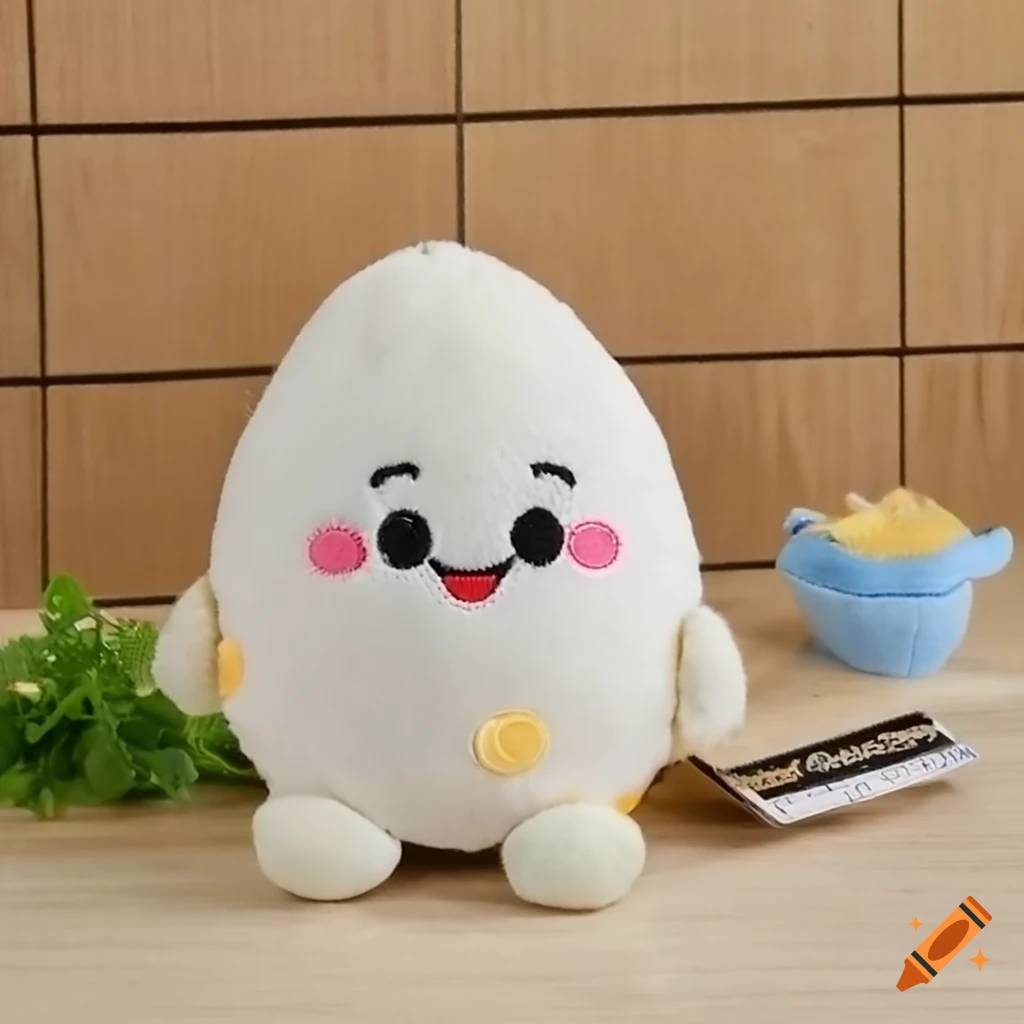 Cute kawaii plush egg character with legs