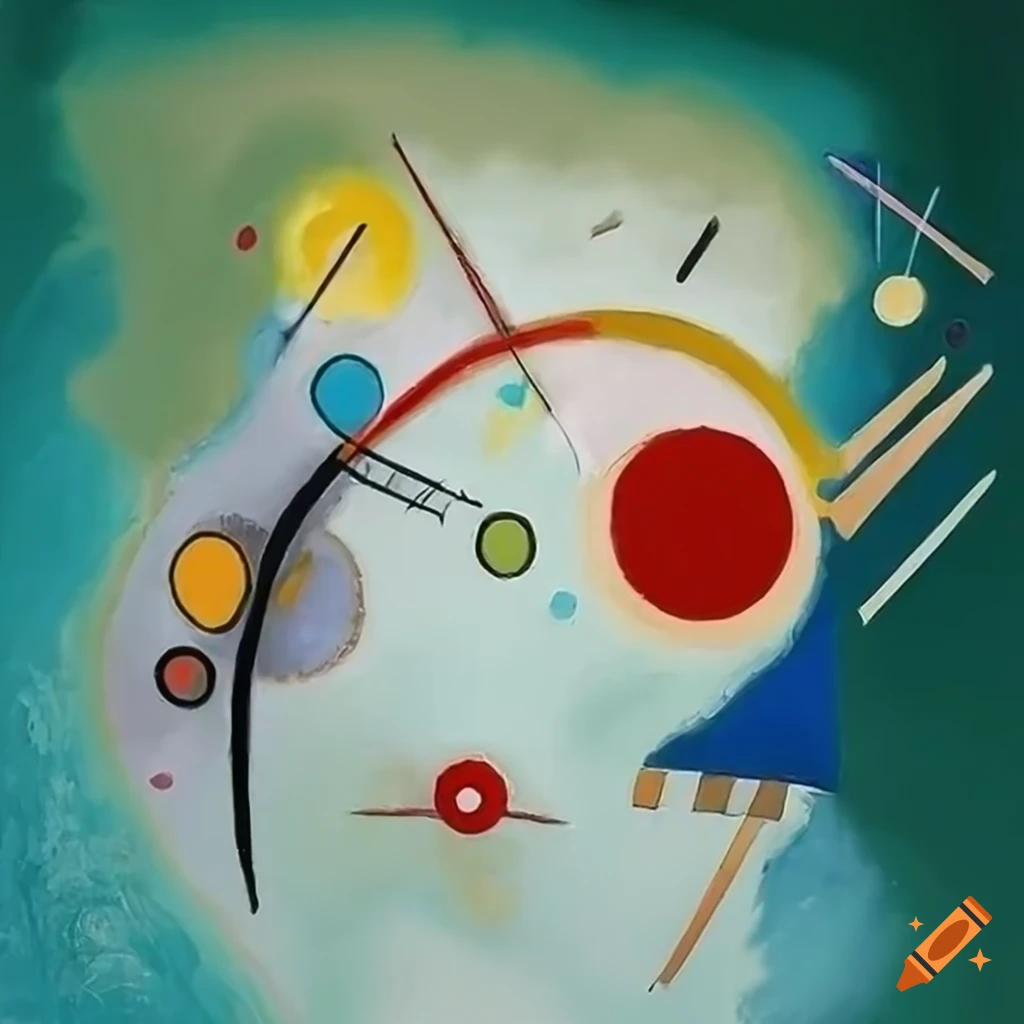 Abstract kandinsky-style painting with gestural oil painted in natural ...