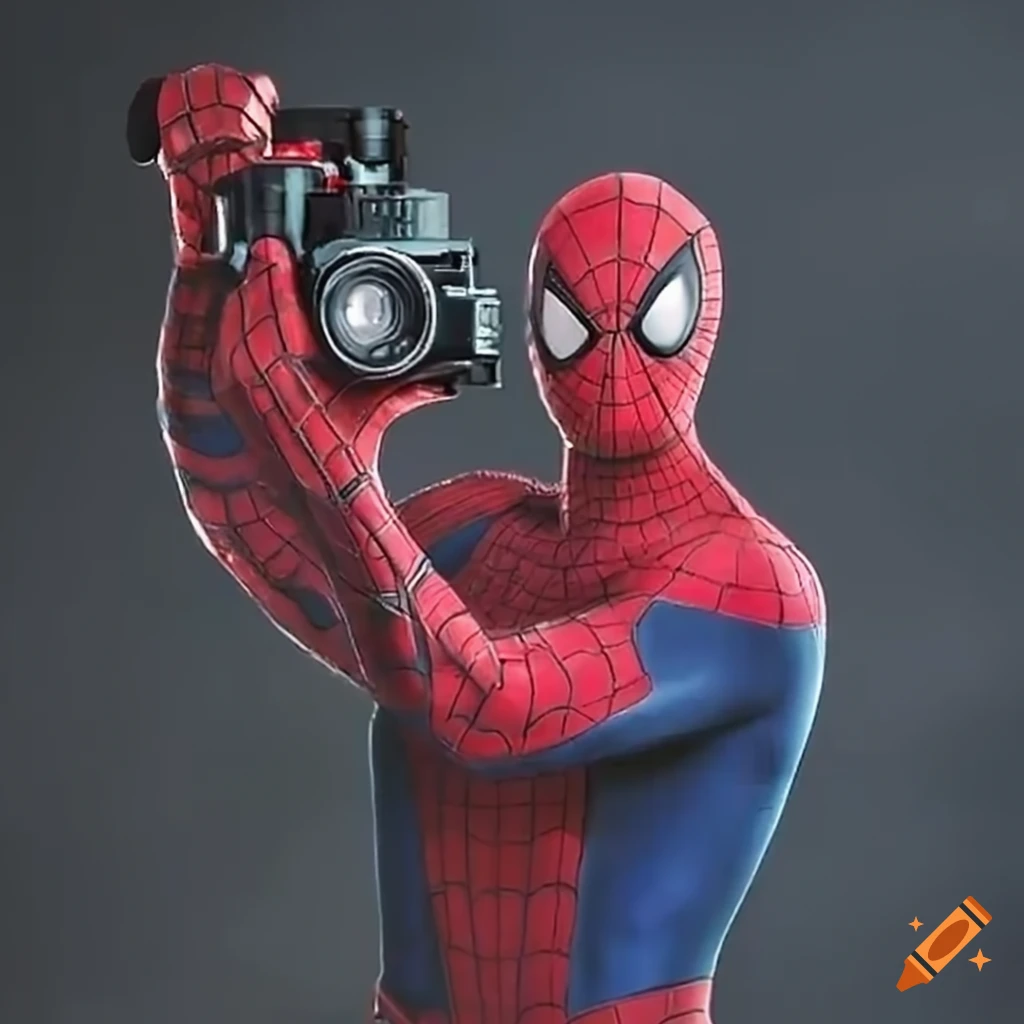 Spiderman holding a camera from the front on Craiyon