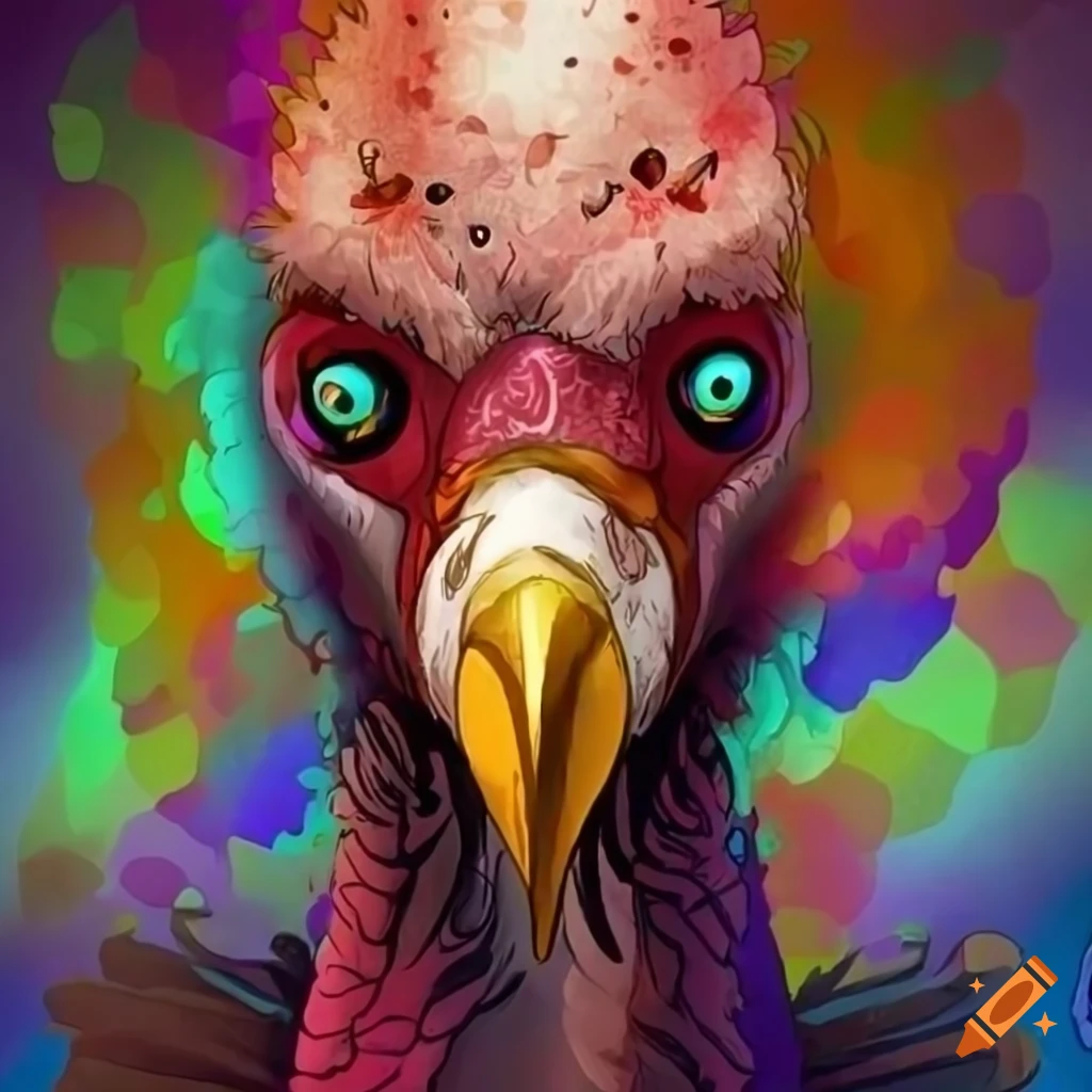 Doodle of a blissful vulture man