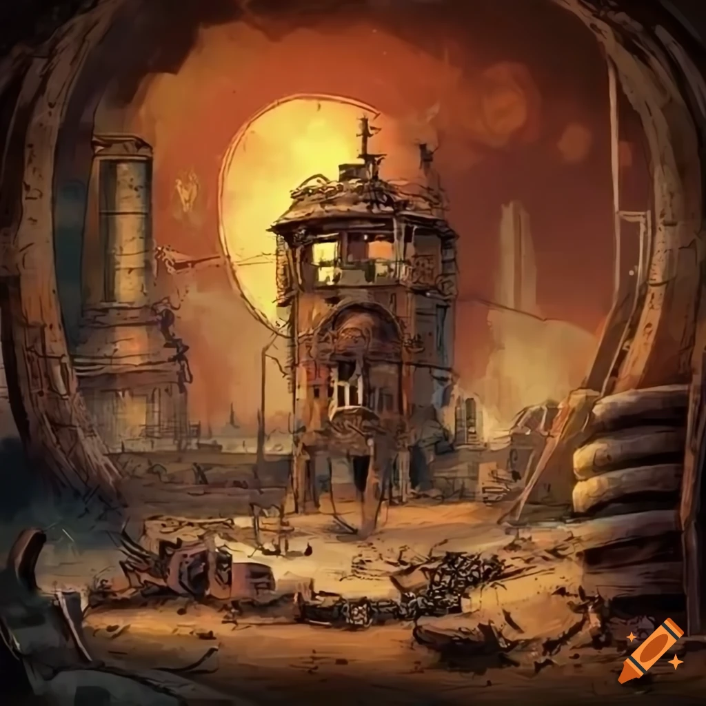 Steampunk junkyard in a fantasy art style on Craiyon
