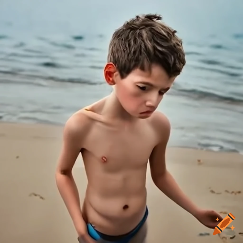 Boy washed up on a beach
