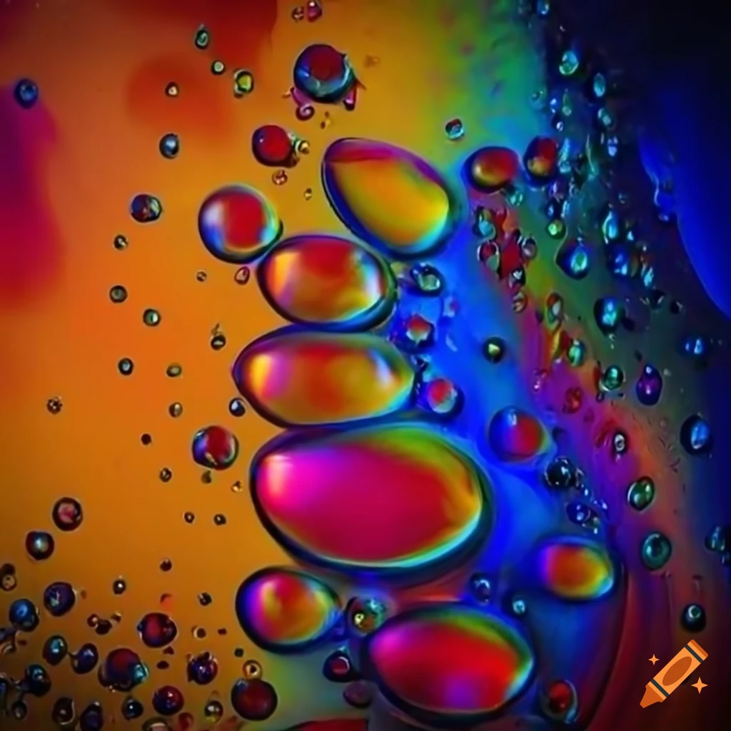 Vibrant abstract art blending water and oil beautifully