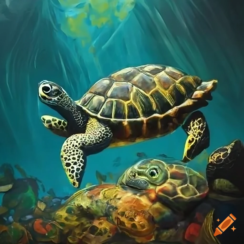 Painting of a turtle with a frame