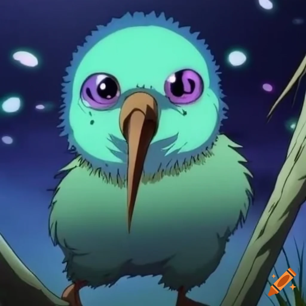 Kiwi bird shooting lasers from its eyes on Craiyon