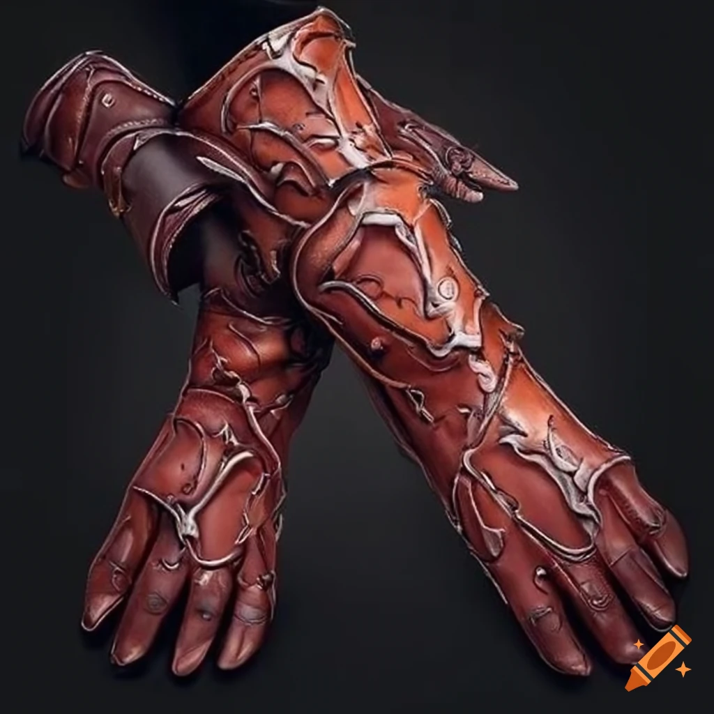 Intricate high fantasy leather gloves