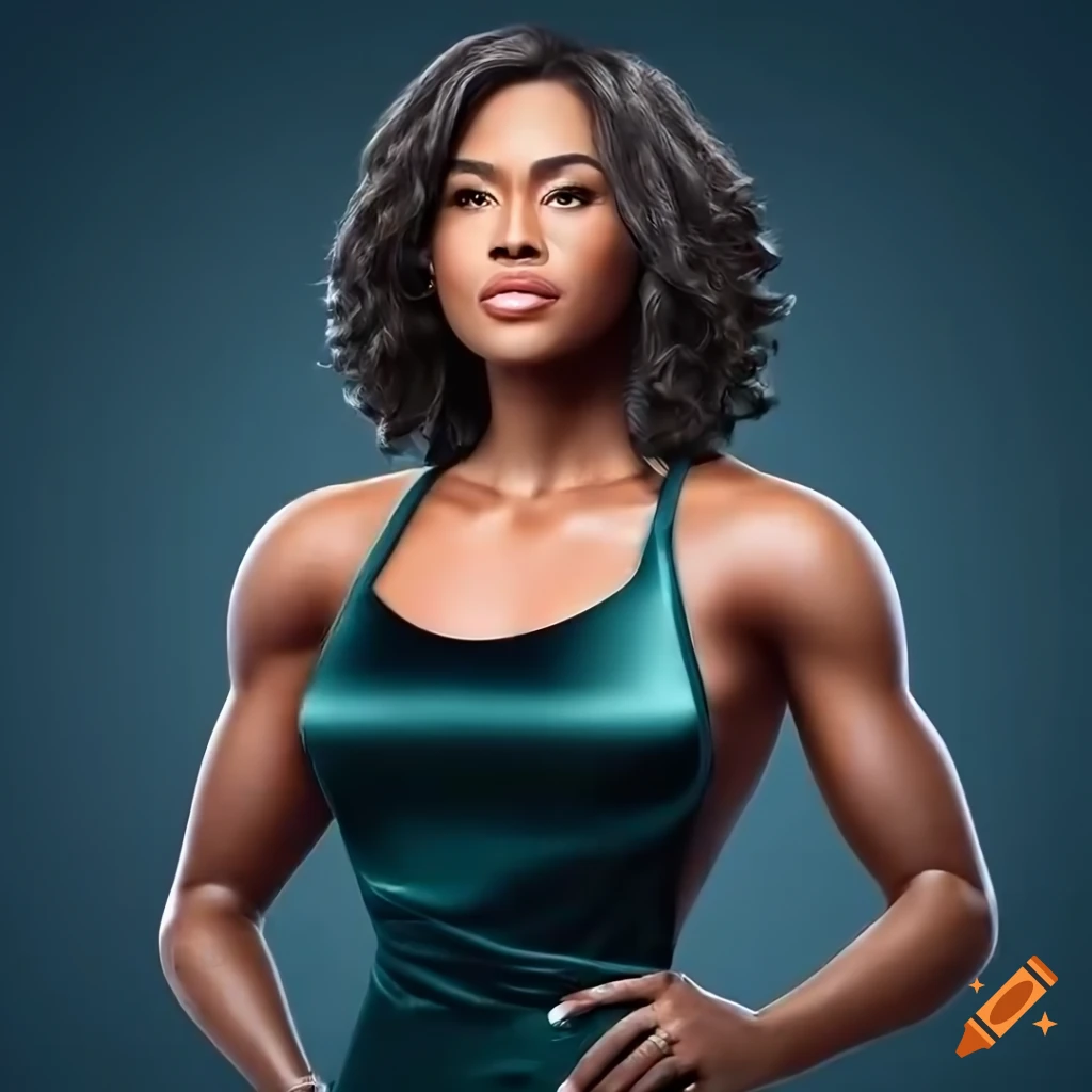Beautiful thirty-year-old black woman in a nighttime penthouse setting