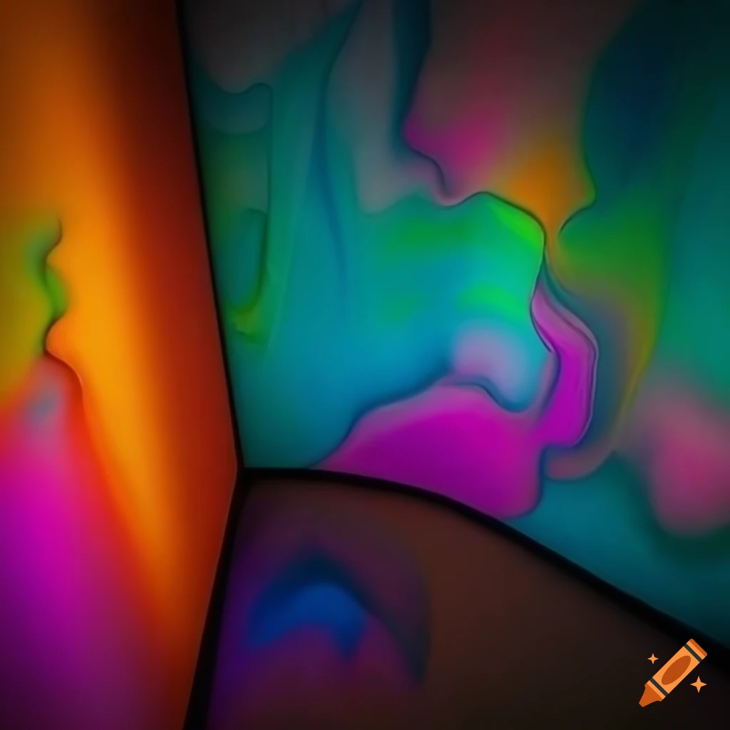 Surreal abstract art in various colors displayed in a gallery space