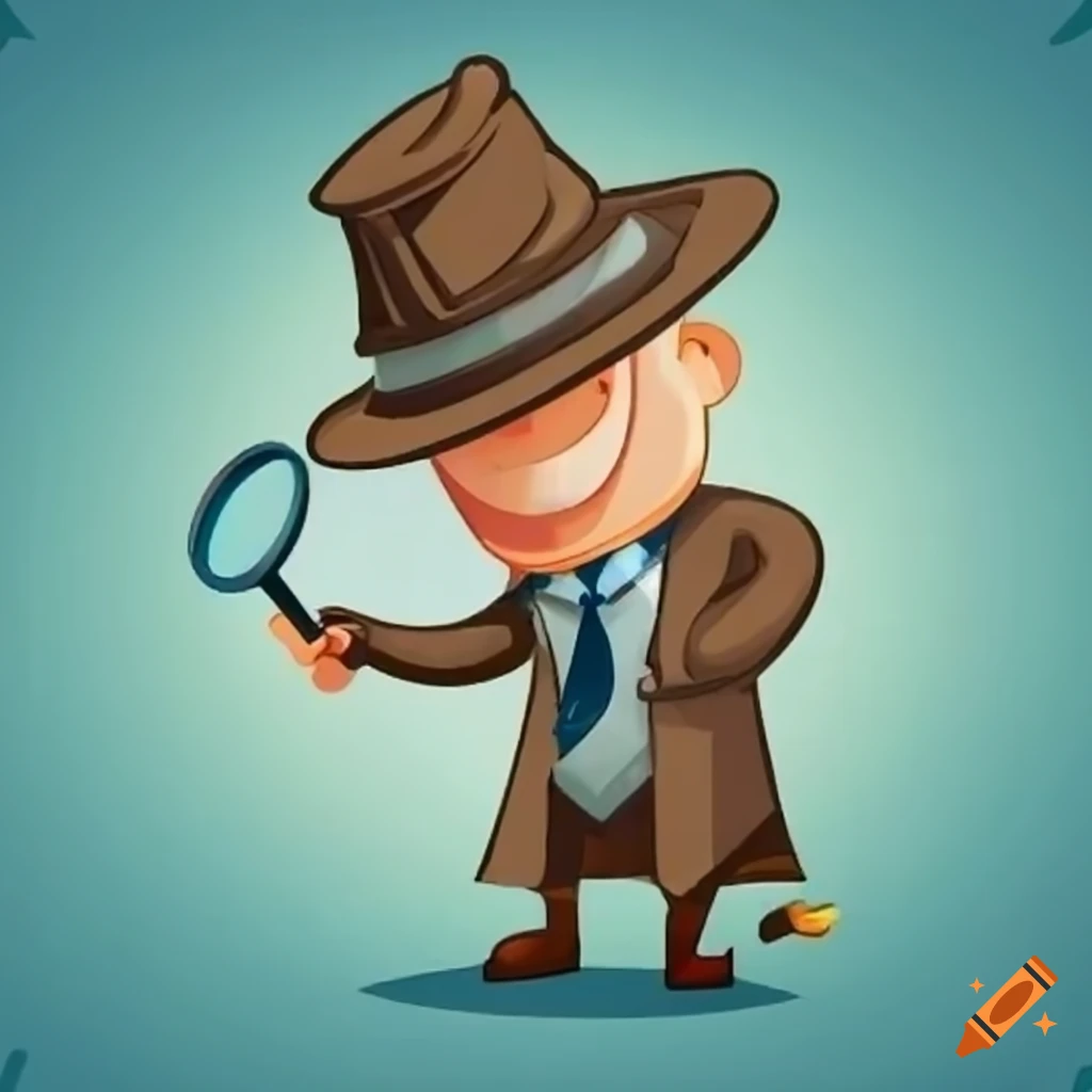 Detective following footsteps with magnifying glass in a cartoon theme ...