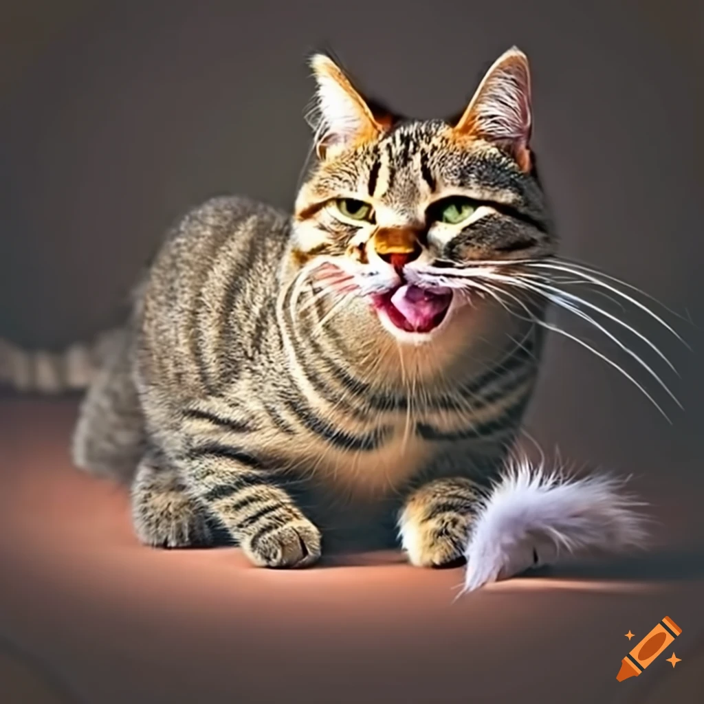 Cat eating feathers on Craiyon