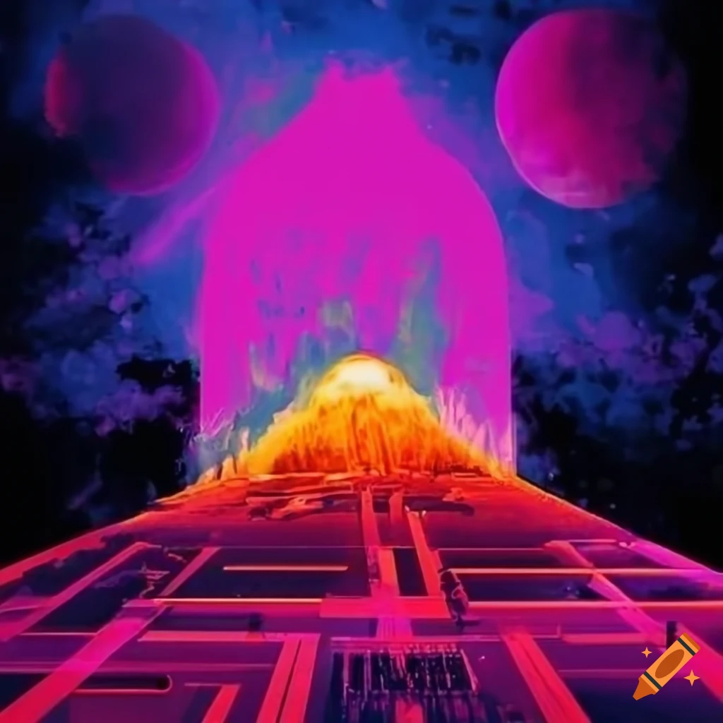 Retrowave space band concert poster design in A3 format