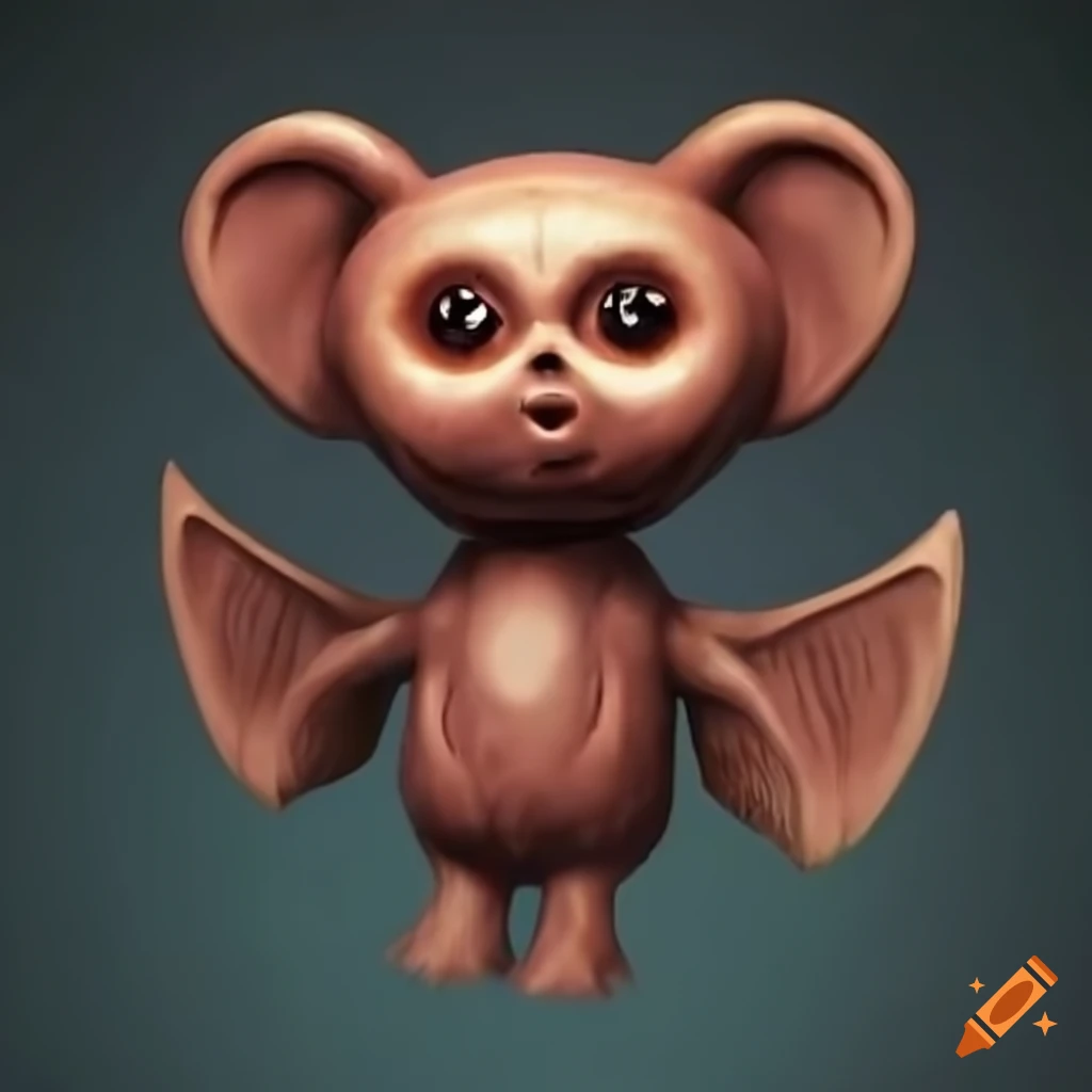 Cheburashka transforming into Chupacabra with flying vampiric attributes