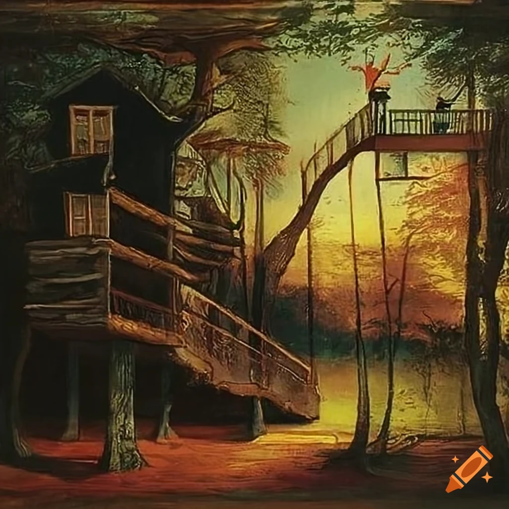 Treehouse with balcony by Otto Dix