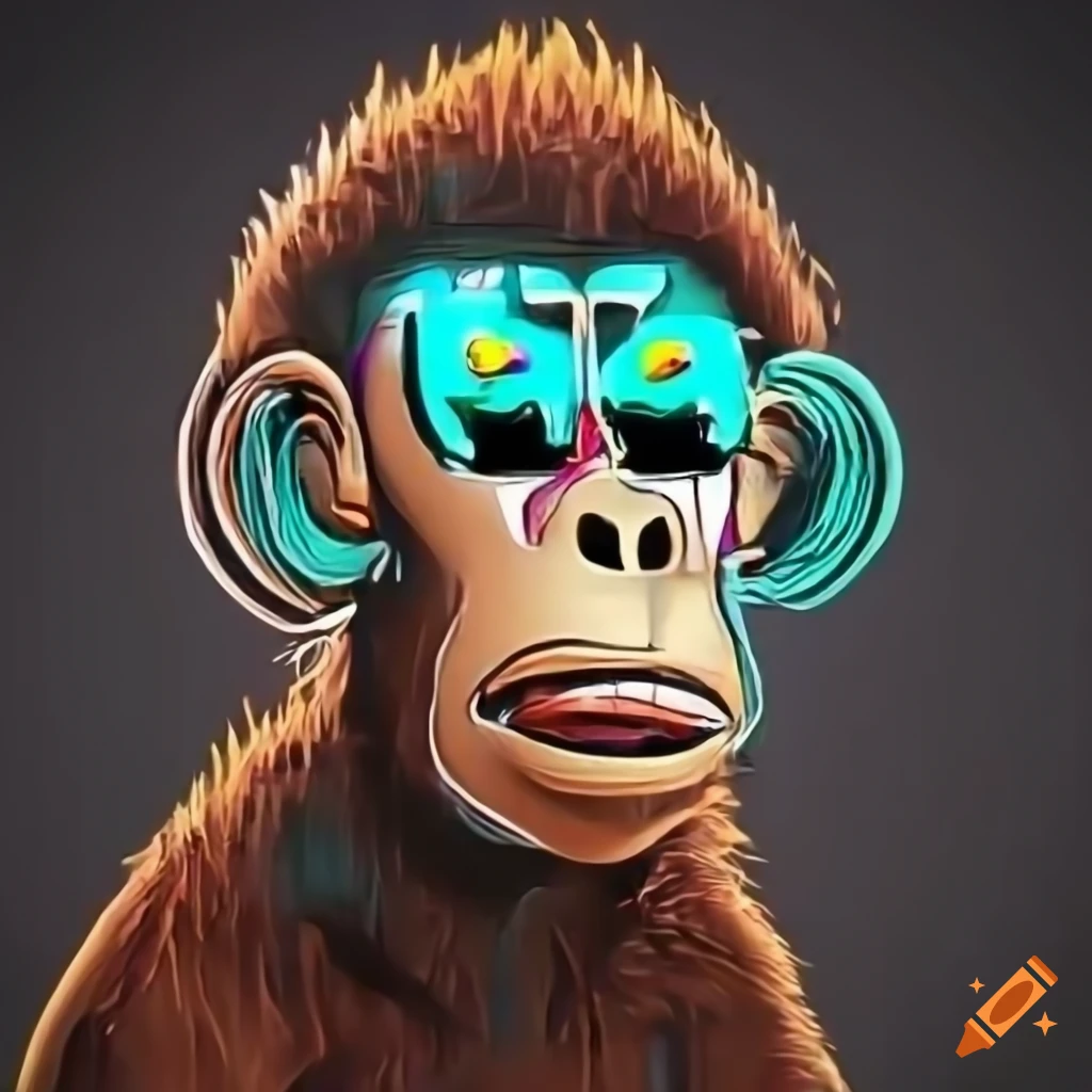 AI monkey crypto coin NFT artwork on Craiyon