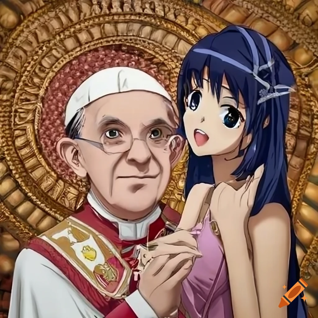 Pope with anime girlfriend on Craiyon