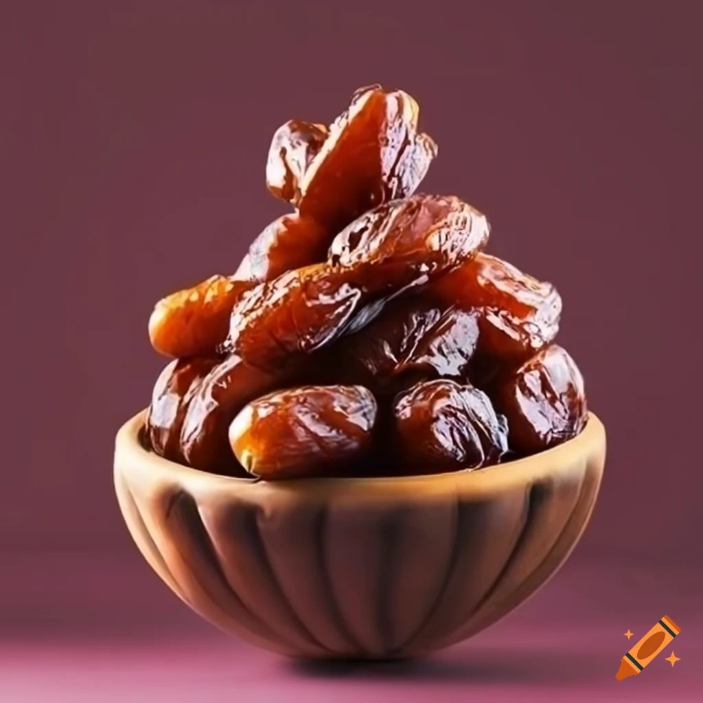 Dried Lulu date fruit in a vase