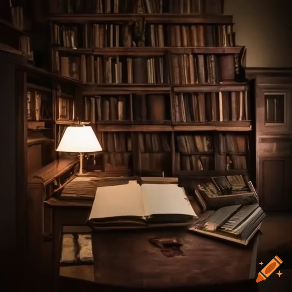 Dark academia room filled with books