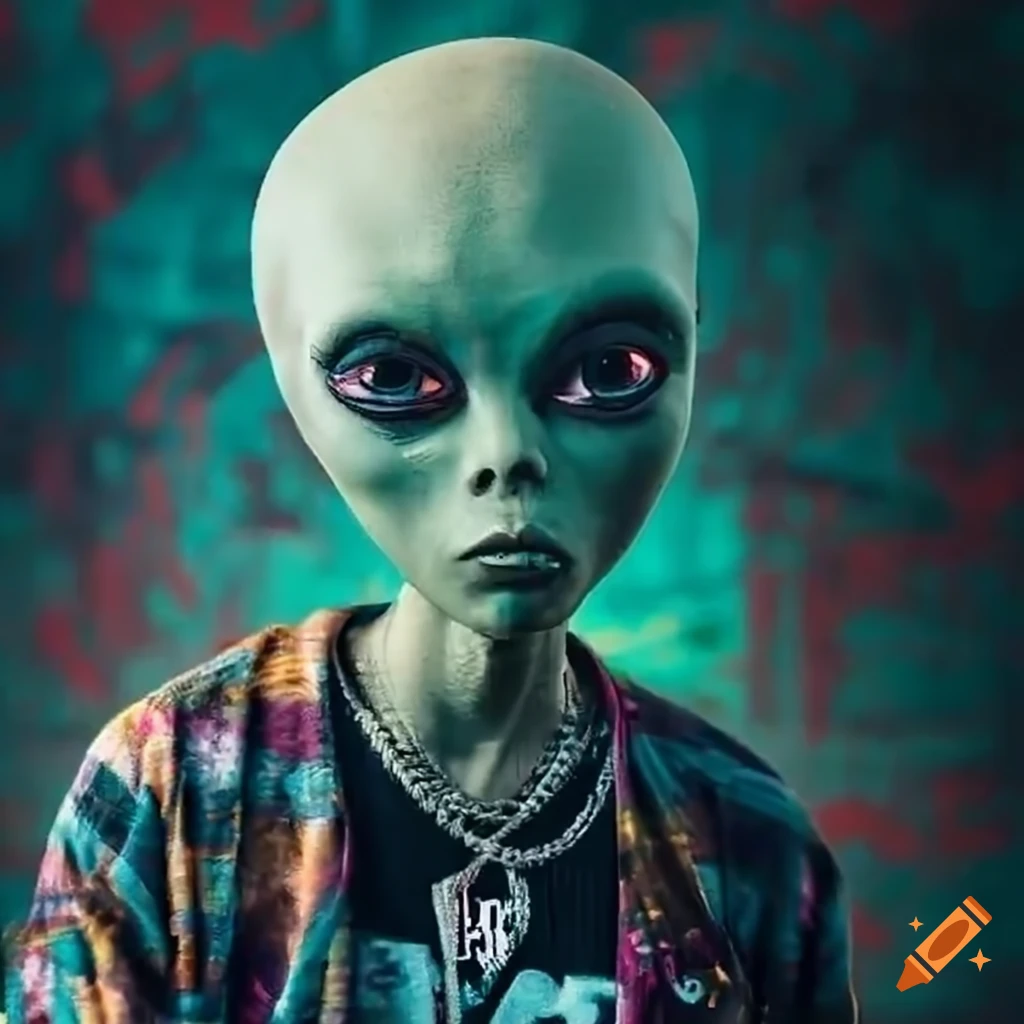 Alien graffiti character in a bboy stance