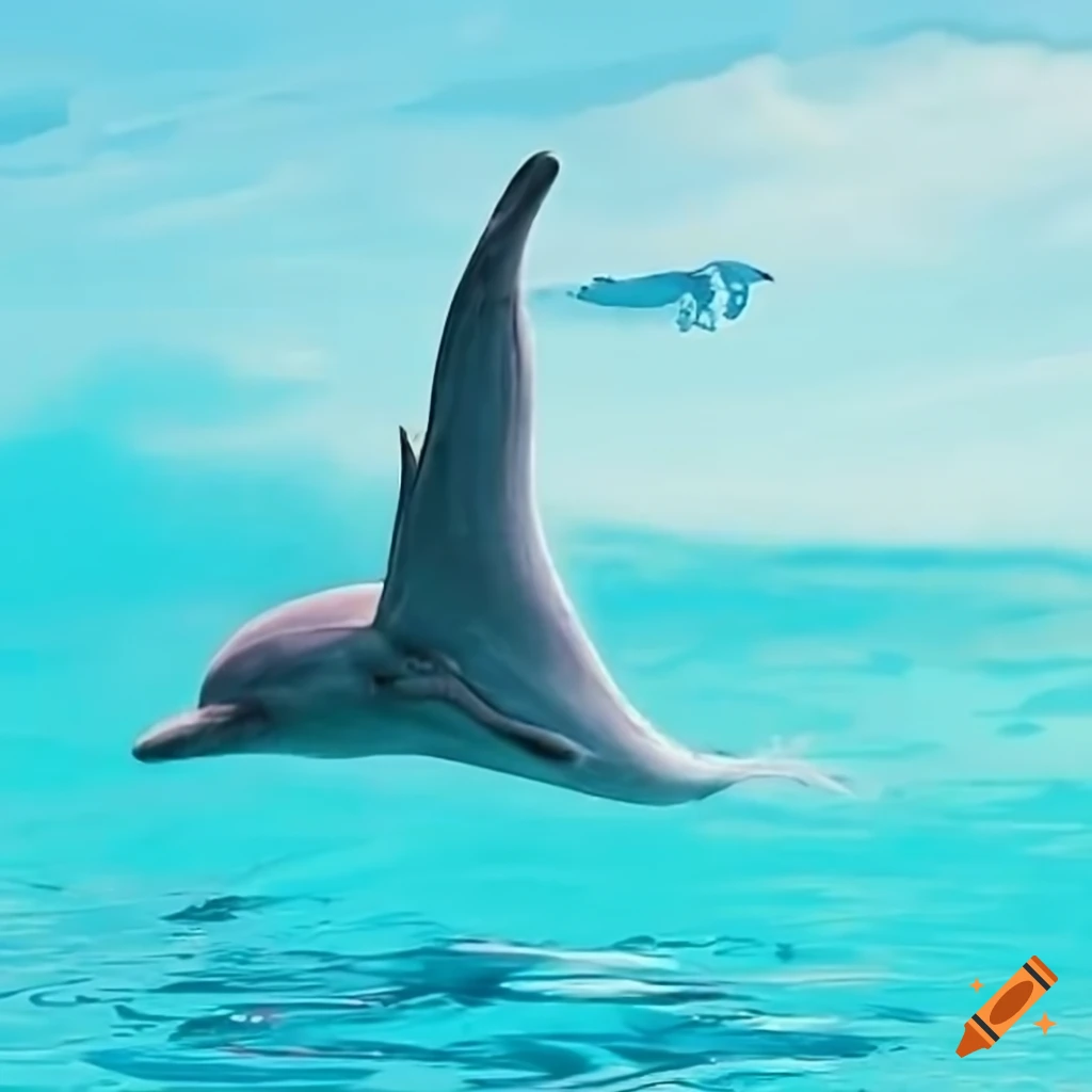Flying dolphin in the sky