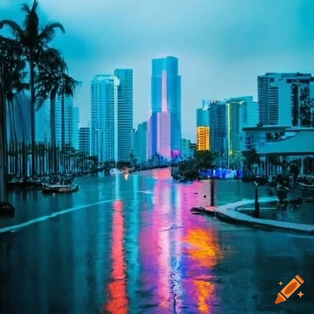 Rainy day in miami, florida on Craiyon