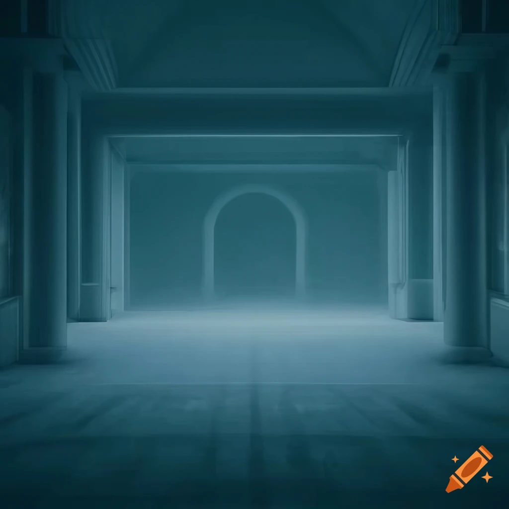 Marble bank interior with mist