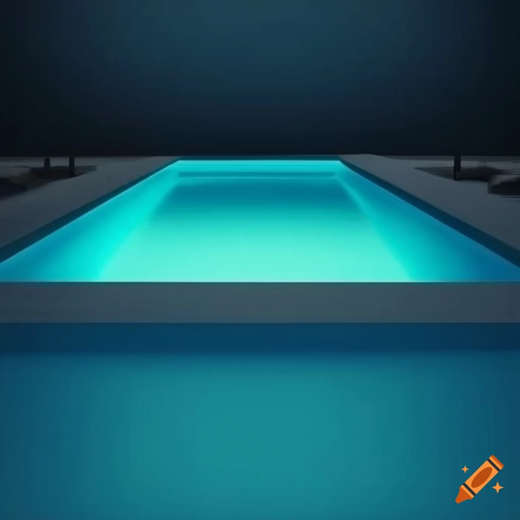 Illuminated swimming pool in a 3D rendering