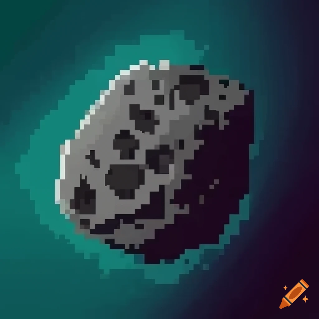 Pixel art of an asteroid on Craiyon