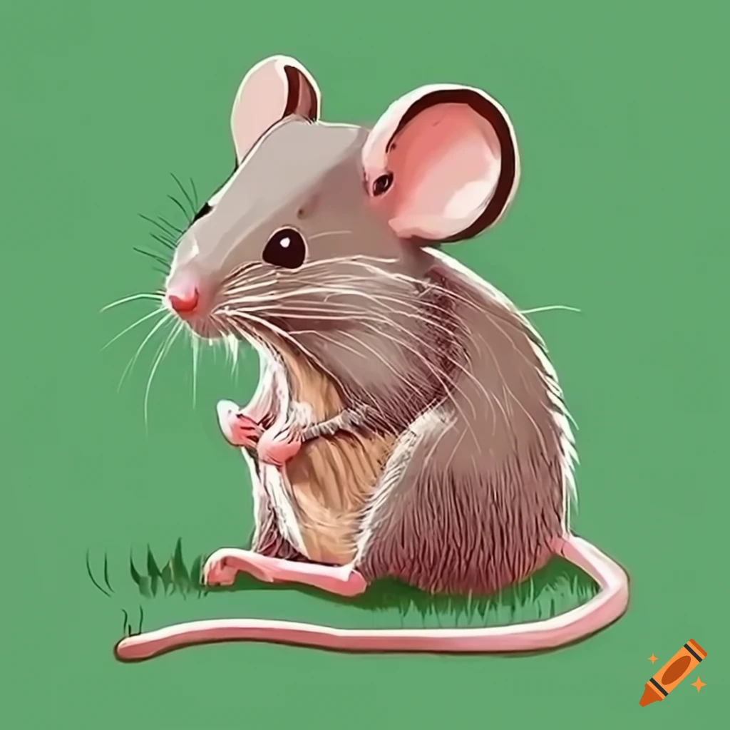 Cute mouse resting in a detailed forest environment