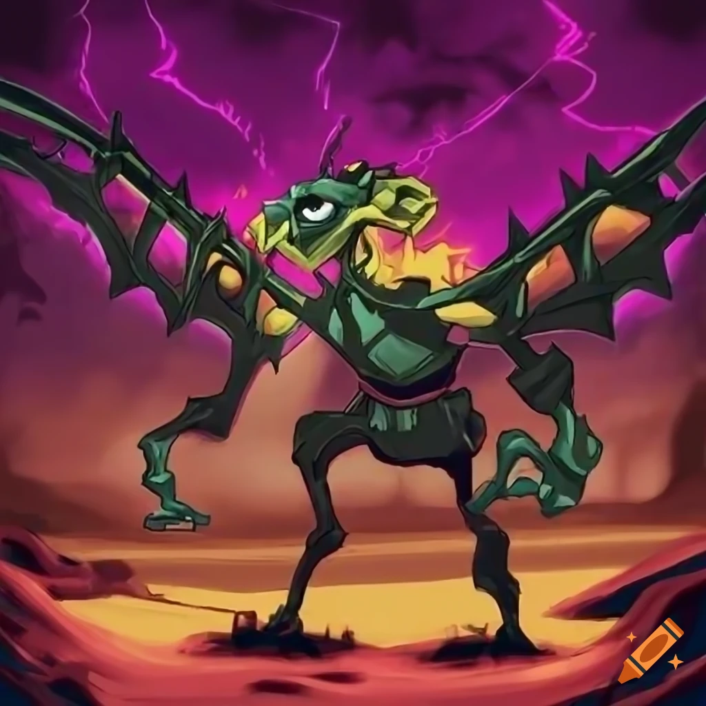 Bog walker in Yu-Gi-Oh illustration style