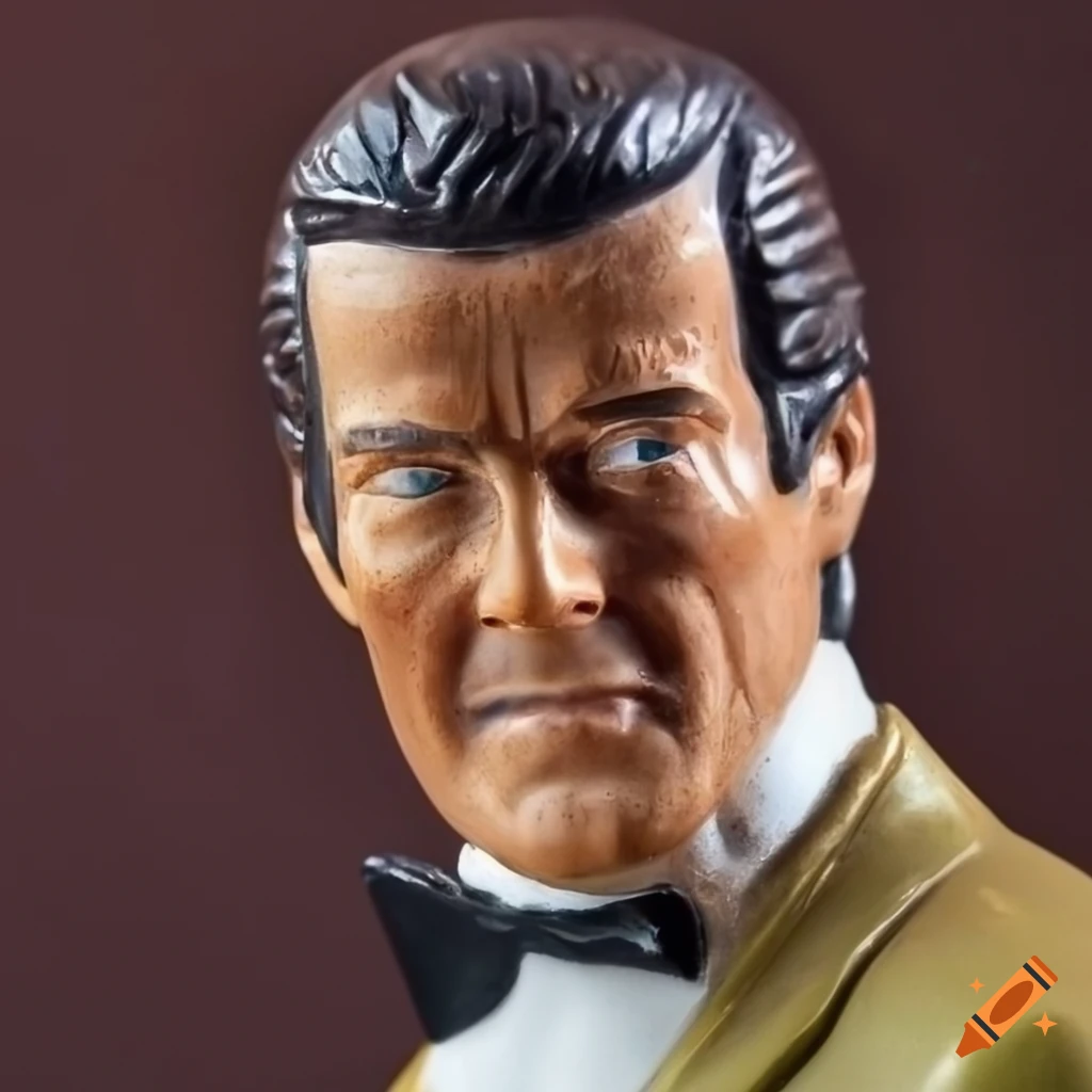 Detailed vintage figurine of Bond actor Roger Moore