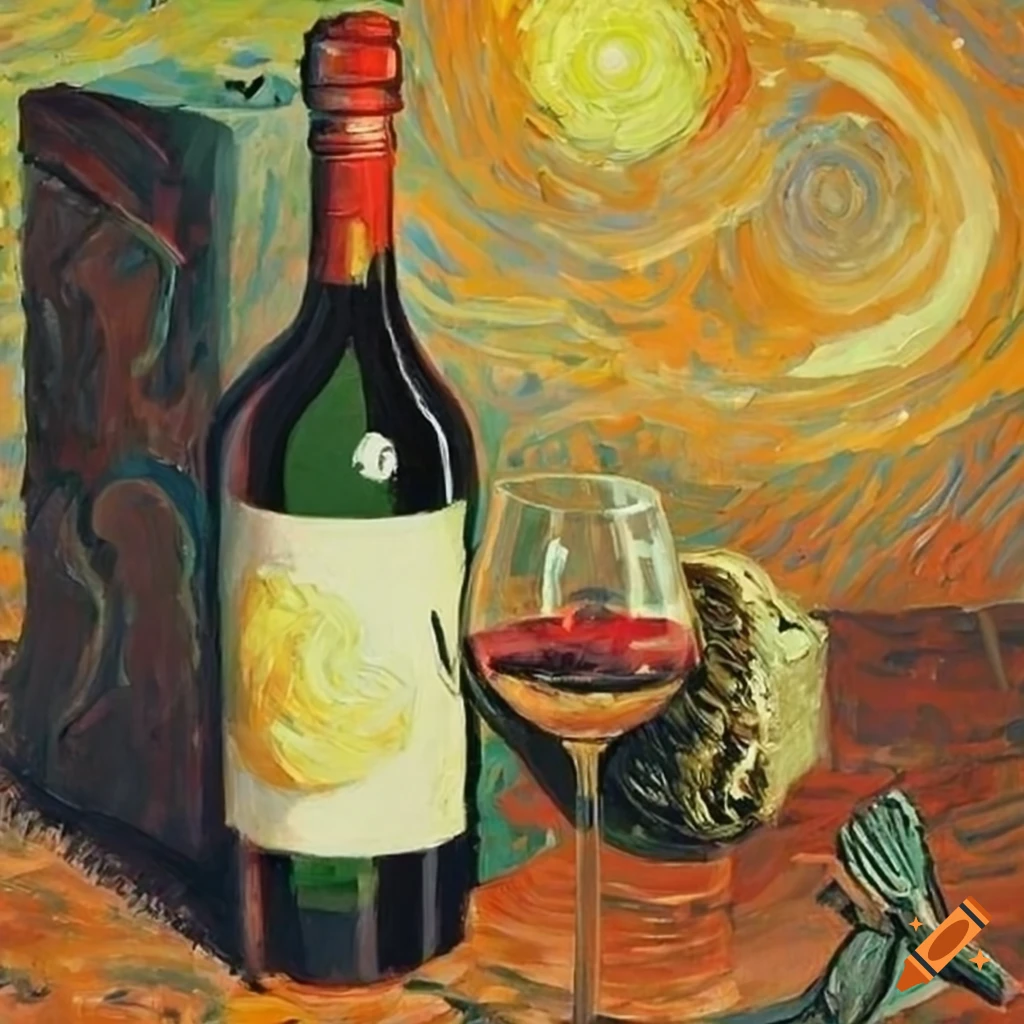 Van gogh painting of boxed wine on Craiyon