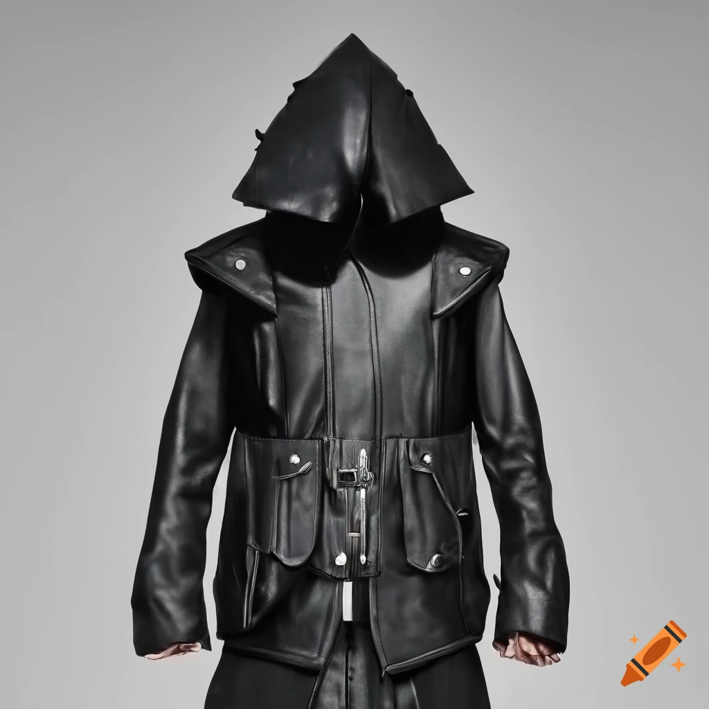 Avant-garde black leather vest with pockets by Jaime Valencia Jr