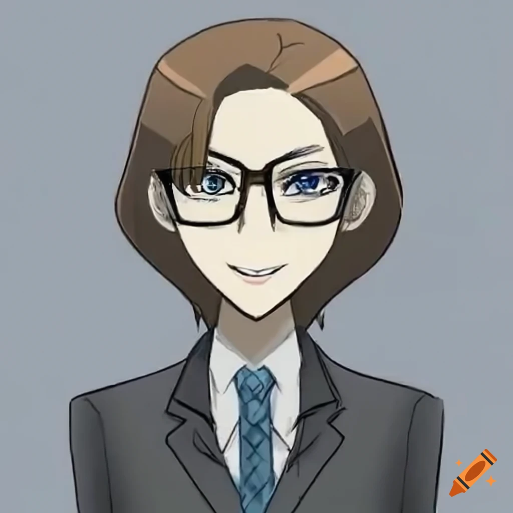 Person with CEO presenting anime style wearing glasses