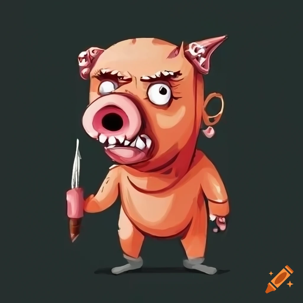 Mad pig avatar painting a 404 error symbol