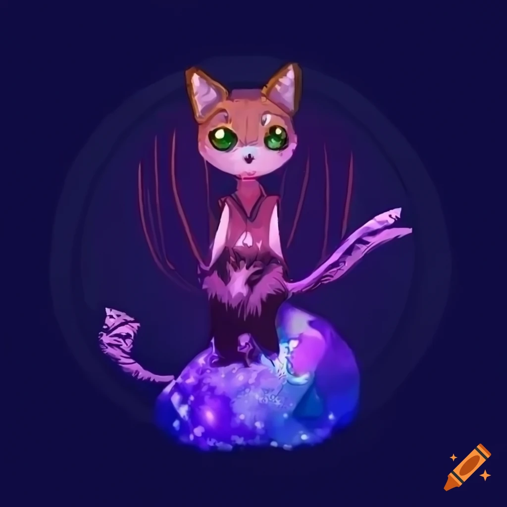 Isometric mysterious and enchanted feline character for indie game